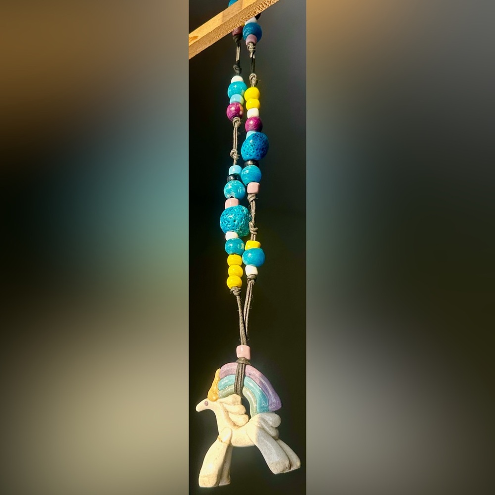 🦄 Handmade Unicorn Colorful Beaded Necklace or Hanging Decor - use how you like!
